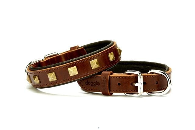 Doggie Piramit Metal İşlemeli Deri Köpek Boyun Tasması 3,5x47x55 cm Kahverengi