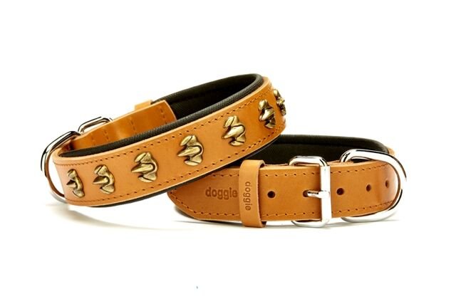 Doggie Pençe Metal İşlemeli Deri Köpek Boyun Tasması 3,5x47x55 cm Kamel