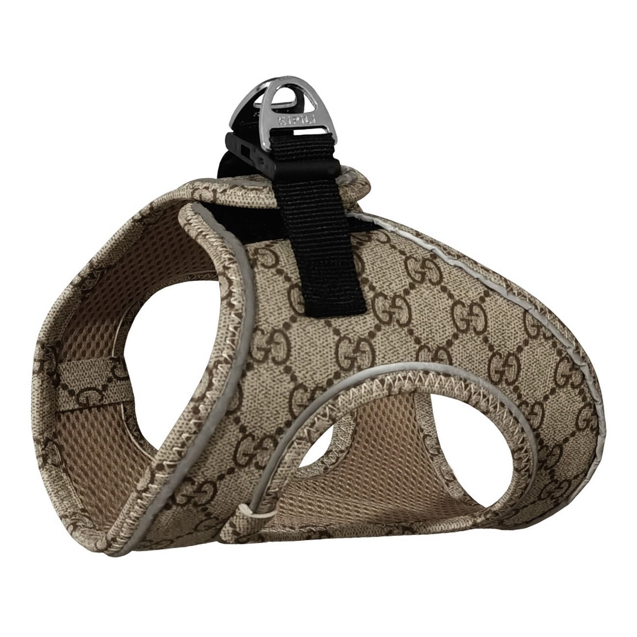 Üç Kilitli Deri Kedi Köpek Göğüs Tasması 28-34 cm X-Small Bej