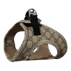 Üç Kilitli Deri Kedi Köpek Göğüs Tasması 28-34 cm X-Small Bej