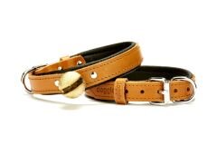 Doggie Konforlu Zilli Avcı Deri Köpek Tasması 2x35-40 cm Kamel