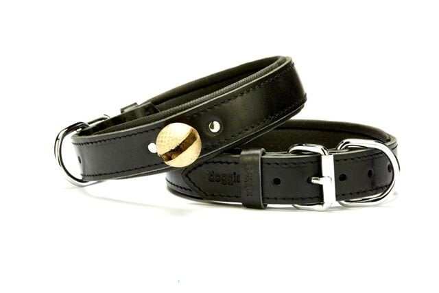 Doggie Konforlu Zilli Avcı Deri Köpek Tasması 3x42-50 cm Siyah