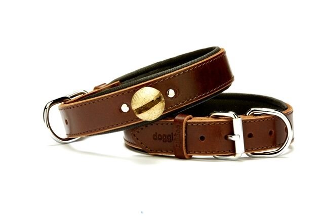 Doggie Konforlu Zilli Avcı Deri Köpek Tasması 3x42-50 cm Kahverengi