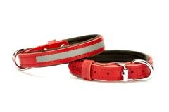Doggie Konforlu Reflektörlü Deri Köpek Tasması 1,5x25-30 cm Kırmızı