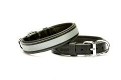 Doggie Konforlu Reflektörlü Deri Köpek Tasması 2,5x37-45 cm Siyah