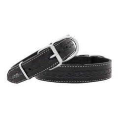 Doggie Yumuşak Doku Desenli Deri Boyun Tasması Siyah 3x55cm