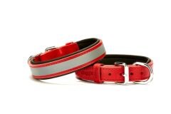 Doggie Konforlu Reflektörlü Deri Köpek Tasması 2,5x37-45 cm Kırmızı