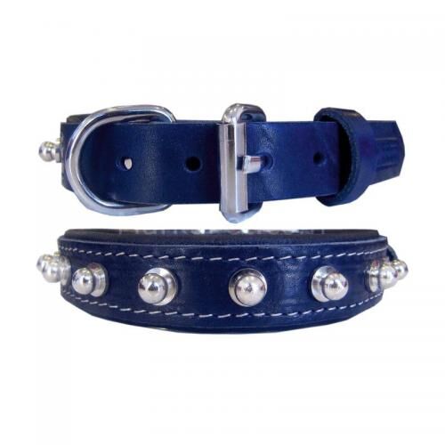 Doggie Topuzlu Deri Boyun Tasması Mavi 2,5*50 cm M-Large