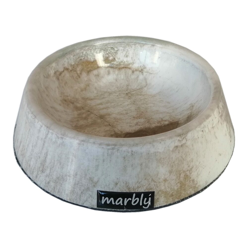 Marbly Beyaz Dalga Mermerit Kedi Köpek Mama Su Kabı 235 ml