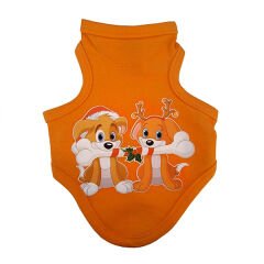 Köpek Kıyafeti Köpek Desenli 43-50 cm Large Turuncu