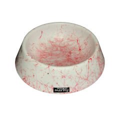 Marbly Kırmızı Beyaz Mermerit Kedi Köpek Mama Su Kabı 235 ml