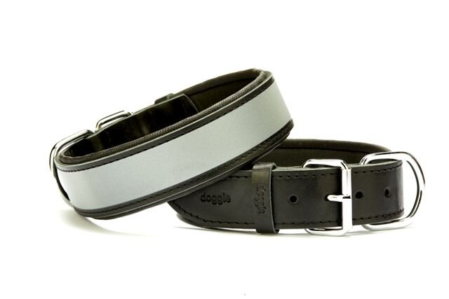 Doggie Konforlu Reflektörlü Deri Köpek Tasması 4x47-55 cm Siyah