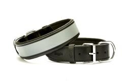 Doggie Konforlu Reflektörlü Deri Köpek Tasması 4x47-55 cm Siyah