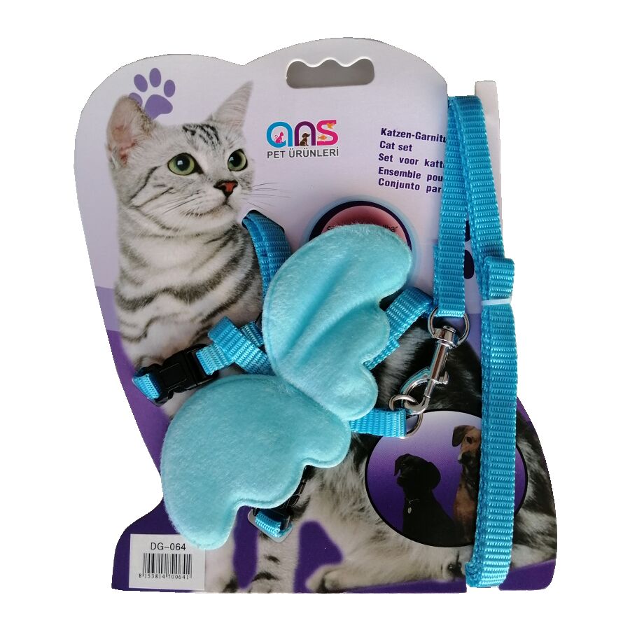 Atlantik Kanatlı Melek Kedi Göğüs Bel Tasması 20*32 cm Turkuaz